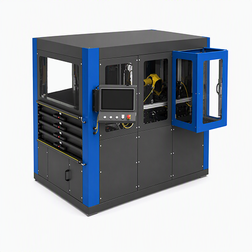 SUMO Flexiplex Automationszelle mit Industrieroboter und mehrspuriger Werkstückzuführung